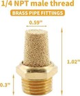 12 Pcs Air Pneumatic Mufflers Silencer Brass Pneumatic Exhaust Muffler 1 4 Npt M