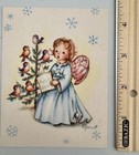 Vintage Christmas Card Girl Angel Singing With Birds Jeaneret Unused