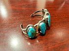 Southwest Vtg  Sterling Silver Turquoise Cuff Bracelet 6 5    24 6 Grams