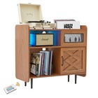  Modern Vinyl Record Player Stand With Built-in Charging Hub   Rgb Lighting 