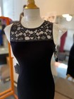 My Michelle Black Velvet Black Lace Evening Cocktail Prom Dress Size S Stretch 