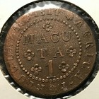 1814 Angola 1 Macuta Large Scarce Copper Coin Near Uncirculated