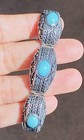 Antique Vintage Export Chinese Turquoise Sterling Silver Filigree Link Bracelet
