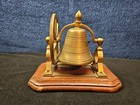 Vintage Brass Desktop Ship s Bell W flywheel  Woodstand-good Used Condition     