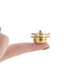 Set Of 4 Miniature 1 12 Brass Stock Pots With Lid Strainer