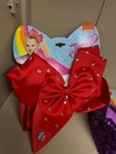 Jojo Siwa Hair Bow Lot Of 7 Large Signature Rainbow Black Rhinestone Sequin