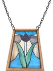 Vtg Handmade Tulip Stained Glass Window Panel Hanging  Suncatcher 8 5x 12 5 