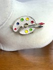 Vintage Artist Palette Brooch Pin Gold Costume Signed Gerry s