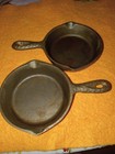 2-piece Cast Iron Frying Pan Skillet griddle Set  Pour Spouts  Double Handle 3x5