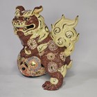 Two Vintage 7 1 2  Kutani  Gakuyou Foo Dogs Raised Moriage Textured Porcelain