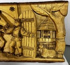 Hand Carved Wood Village Scene Wall Panel Relief Folk Art Boho Decor 26  Horse