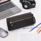 Pen Case Real Leather Pencil Pouch Markers Holder Big Capacity Bag With Side    