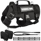  Tactical Dog Harness With Dog Leash  Service Working Molle Extra Large Black