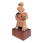 Antique Pre-columbian Nayarit Standing Female Votive Figure Sculpture On Stand