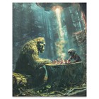 Sasquatch Bigfoot Art Print  Ufo Alien Chess Artwork Game Room Wall Decor Gift