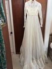 Union Made Vintage Wedding Dress Small  Lace Bodice  Tulle Skirt Ruffled Hem