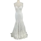 Alfred Angelo Mermaid Wedding Dress Sz 6 Small Train White Beaded Lace Princess