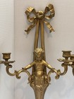 Antique Vintage French  Cherub Gilded Metal Candelabra Sconces Double Arm Lot 2