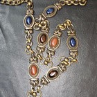 Vintage Womens Metal Stone Chain Belt 42 