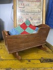 Vtg Wooden Rocking Doll Cradle Handmade Primitive Style 10    Handsewn Quilt Decor