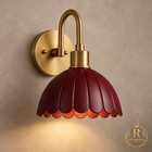 Red Scalloped Brass Wall Sconce 10 In Vintage Dome Lamp E26 E27