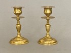 Pair Charming Small Antique 19th Century Brass Candlesticks