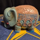    vintage Wales Made In Japan Elephant Coin Bank Trunk Down Lucky Blanket Sticker