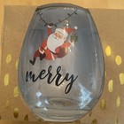 Christmas Wine Glasses  Set Of 4 santa Stemless 16 Oz  Merry Jolly  Joy Peace