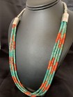 Navajo Green Royston Turquoise Spiny Necklace Sterling Silver 26  10469