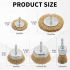 5 Pcs Wire Brush For Drill Set  Brass Wire Wheel For Drill  1 4 Inch Hex Shank  