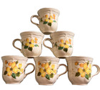 Vintage-rare- Set Of 6 Mikasa Goldwood Coffee Mugs F2001
