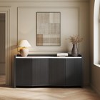 Fluted Buffet Cabinet Sideboard Console Table Buffet Cabinet W storage   Doors