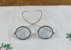 Antique Round Eyeglasses Spectacles Gold Wire Frames   Hard Case