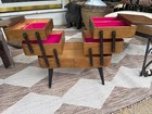 Super Cute Vintage Mid Century 3 Tier Wood Sewing Box With Supplies
