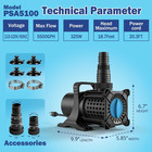 Pond Pump Copper Motor 5100 Gph Adjustable Water Flow Submersible Fountain