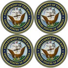 United States Navy Military Logo Drink Coasters Polyester Top Rubber Bottom Set4