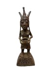 Vintage Benin Cast Bronze Statue Sculpture Nigeria 14 Inch Tall Pre -owned