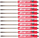 Ten Snap On Pocket Screwdriver Flat Tip Screwdrivers Red  Magnetic 10 Pack New