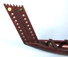 Maori War Canoe Carved Wood Model Paua Shell Inserts New Zealand