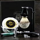 Barber 6 Piece Men s Shaving Set Ft De Safety   Synthetic Brush Gift Kit Haryali