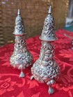  read Open Floral Salt Pepper Shakers Footed Schofield Sterling Silver Repousse