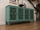 Vintage Tv Stand Sideboard Buffet French Floral Carved Cabinet W solid Wood Legs