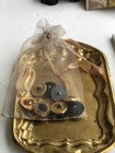 13 Vintage Baroque Black   Gold Tone Decorated Shank Buttons
