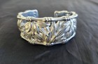 Arthur Court Signed Cuff Bracelet Aluminium  Leaf Matte Jewelry 