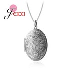 925 Sterling Silver Necklace Lockets Photo Pendant Large Oval Carved With Chain