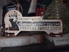 Vintage Smokey Bear Sign Topper - Forest Service Porcelain License Plate Topper