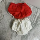 Vintage Red Plastic Rubber Pants Diaper Cover Ruffle Lace Full Snap White