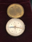 Vintage Brass Pocket Compass Case Pouch