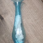 Swung Vase 5 Fingers Diamond Base  Cobalt Blue  10 Inches