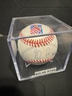 Nolan Ryan Signed Baseball In Case  Postage Stamp 300 383